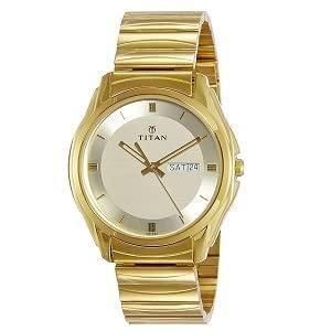(PREMIUM) TITAN ANALOG WATCH WITH DAY & DATE - GOLDEN