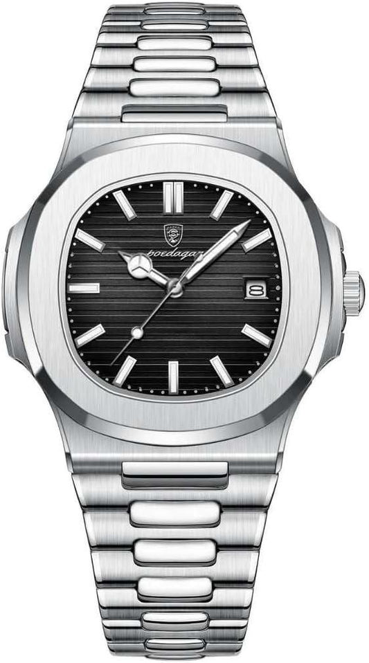 (LUXURiOUS) steel White Gold Watch